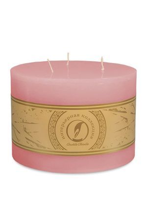 Большая свеча с тремя фитилями ТРИОЛЬ, розовая, 10.5х15 см, Омский Свечной