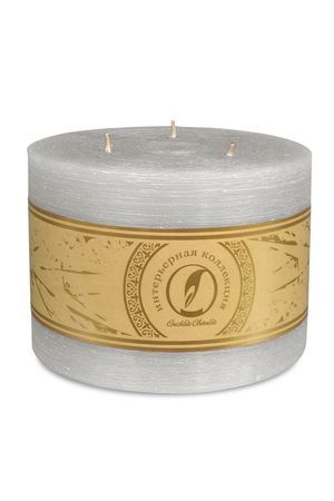 Большая свеча с тремя фитилями ТРИОЛЬ: ДЫМЧАТЫЙ РЕЛЬЕФ, 10.5х15 см, Омский Свечной