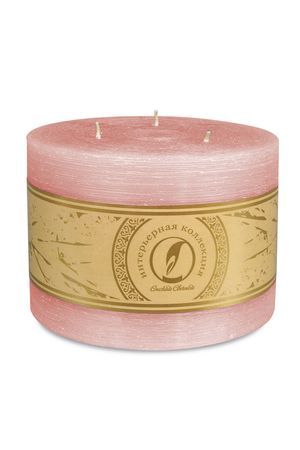 Большая свеча с тремя фитилями ТРИОЛЬ: РОЗОВЫЙ РЕЛЬЕФ, 10.5х15 см, Омский Свечной