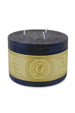 Большая свеча с тремя фитилями ТРИОЛЬ: ЧЕРНЫЙ РЕЛЬЕФ, 10.5х15 см, Омский Свечной