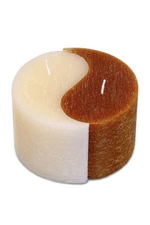 Декоративная свеча ИНЬ-ЯН РЕЛЬЕФ, 12.5х7.5 см, кремовая и коричневая, Омский Свечной