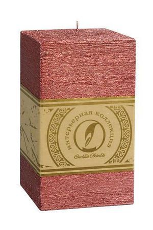 Свеча  (правильная четырехугольная призма)  РУСТИК СТАЙЛ, бордовая, 12.5х7.5 см, Омский Свечной