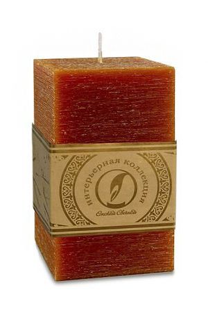 Свеча  (правильная четырехугольная призма) РУСТИК СТАЙЛ, коричневая, 12.5х7.5 см, Омский Свечной