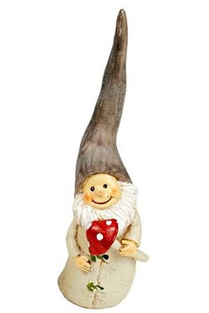 Фигурка ГНОМИК С МУХОМОРОМ, серый, полистоун, 13 см, Swerox