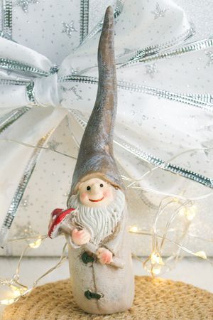 Фигурка ГНОМИК С МУХОМОРОМ, серый, полистоун, 13 см, Swerox