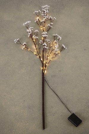 Декоративная светящаяся ветка КЭННИ, 45 экстра-тёплых белых LED-огней, 100 см, таймер, батарейки, уличная, Edelman