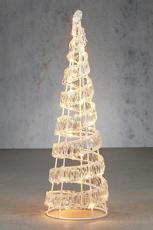 Декоративная светящаяся ель ВОЛШЕБНАЯ СПИРАЛЬ, 40 см, 45 тёплых белых LED-огней, таймер, батарейки, Edelman