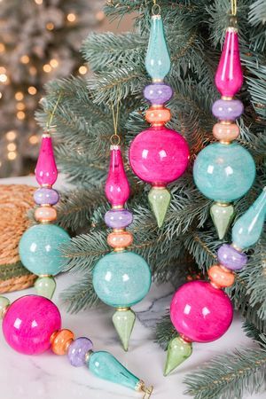 Набор ёлочных украшений СОСУЛЬКИ - ЦВЕТНАЯ КАРАМЕЛЬ, стекло, 20 см, 6 шт., EDG