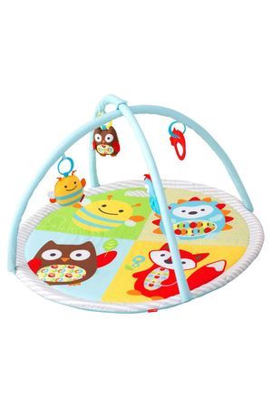 Игровой гимнастический коврик с дугами ЖИВОТНЫЕ, текстиль, 4 игрушки-подвески, 86х51 см, 