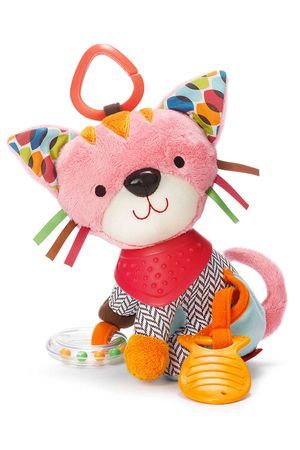 Развивающая игрушка с прорезывателем и погремушкой КОТЁНОК, текстиль, пластмасса, 19 см, 