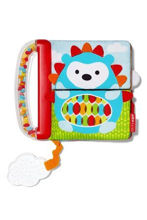 Развивающая игрушка-книжка с прорезывателем и погремушкой ЖИВОТНЫЕ, текстиль, пластмасса, 19х15 см, 
