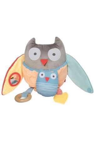 Развивающая игрушка-погремушка с прорезывателем СОВА С СОВЁНКОМ, текстиль, пластмасса, 20 см, 