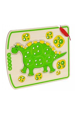 Игра шнуровка ШНУРОЗАВРИК, дерево, зелёный, 25х20 см, 