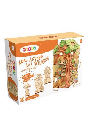 Набор-конструктор ДОМ-ДЕРЕВО ДЛЯ ЛЕШИКОВ, дерево, 36х22 см, 21 деталь, 
