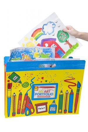 Папка для детских рисунков и фотографий, пластик, жёлтая, 48х38 см, 