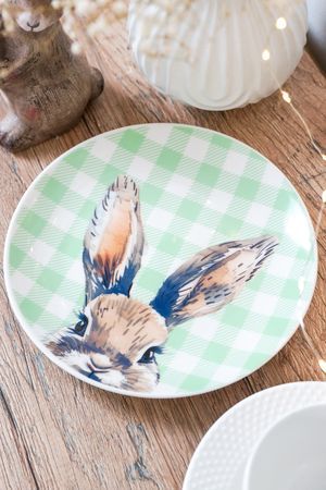 Декоративная тарелка ЛЮБОПЫТНЫЙ КРОЛИК, полипропилен, зелёная, 19 см, Koopman International