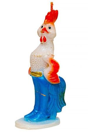 Фигурная свеча ПЕТУХ В САПОГАХ, оранжевый, 14 см, Омский Свечной