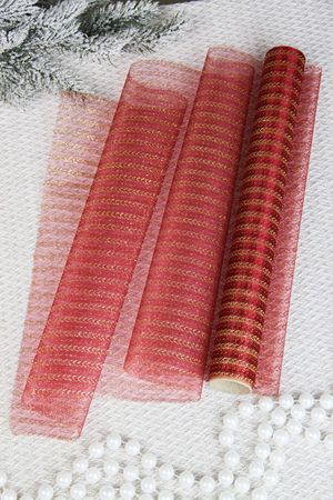 Ткань для декорирования ИЗЯЩНЫЙ ОРНАМЕНТ, полоски, бордовая, 35x200 см, Kaemingk