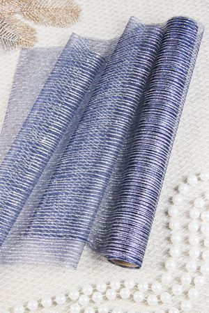 Ткань для декорирования ИЗЯЩНЫЙ ОРНАМЕНТ, полоски, голубая, 35x200 см, Kaemingk