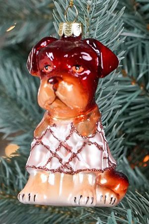 Ёлочная игрушка 'Терьерчик в костюмчике', стекло, 12 см, Гудвилл (Goodwill)