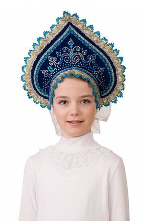 Кокошник ПОЛЯРНОЕ СИЯНИЕ, текстиль, Батик