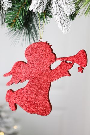 Игрушка для уличной елки Рождественский Ангел, красный, пеноплекс, 25 см, МанузинЪ