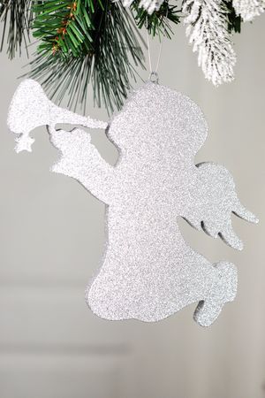 Игрушка для уличной елки Рождественский Ангел, серебряный, пеноплекс, 25 см, МанузинЪ