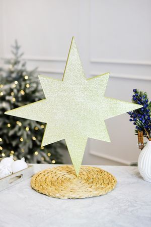 Елочное украшение ЗВЕЗДА многогранная с блестками, золотая, пеноплекс, 40 см, МанузинЪ