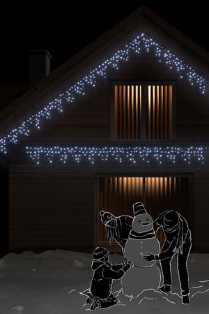 Светодиодная бахрома 3*0.5 м, 112 холодных белых LED-огней, черный КАУЧУК+ПВХ, соединяемая, IP54, Рич ЛЕД (Rich LED)