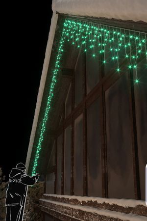 Светодиодная бахрома Рич Лед Кэп (Rich Led Cap) 3*0.5 м, 112 зеленых LED-огней, белый КАУЧУК, соединяемая, IP65, Рич ЛЕД (Rich LED)