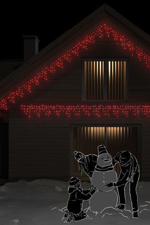 Светодиодная бахрома 3*0.5 м, 112 красных LED-огней, прозрачный СИЛИКОН+ПВХ, соединяемая, IP54, Рич ЛЕД (Rich LED)