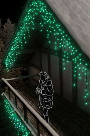 Светодиодная бахрома 3*0.9 м, 144 зеленых LED-огня, мерцание, черный КАУЧУК+ПВХ, соединяемая, IP54, Рич ЛЕД (Rich LED)