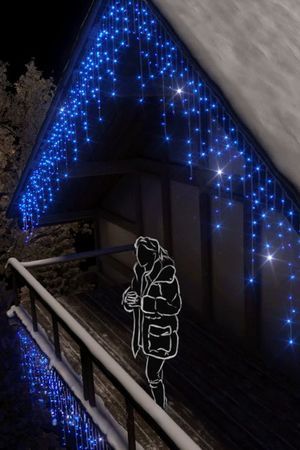 Светодиодная бахрома 3*0.9 м, 144 синих LED-огня, мерцание, прозрачный СИЛИКОН+ПВХ, соединяемая, IP54, Рич ЛЕД (Rich LED)