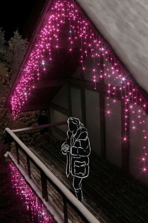 Светодиодная бахрома 3*0.9 м, 144 розовых LED-огня, мерцание, прозрачный СИЛИКОН+ПВХ, соединяемая, IP54, Рич ЛЕД (Rich LED)