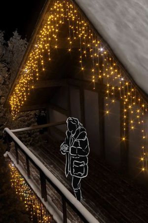 Светодиодная бахрома 3*0.9 м, 144 желтых LED-огня, мерцание, прозрачный СИЛИКОН+ПВХ, соединяемая, IP54, Рич ЛЕД (Rich LED)