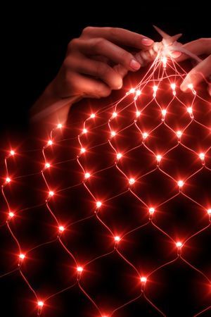 Гирлянда Сетка 2*3 м, 384 красных LED-огня, прозрачный ПВХ, соединяемая, контроллер, IP54, Рич ЛЕД (Rich LED)