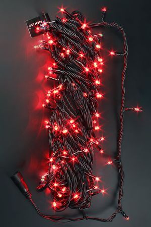 Светодиодная гирлянда нить Рич Лед (Rich Led) 20 м 200 красных LED-огней, чёрный ПВХ, с возможностью динамики, соединяемая, IP54, Рич ЛЕД (Rich LED)
