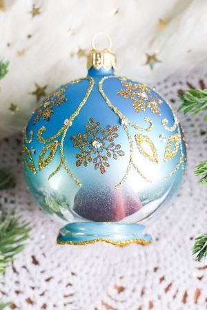 Елочная игрушка КОЛОКОЛЬЧИК ЭХО, стекло, голубой, 75 мм, Елочка