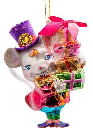 Ёлочная игрушка МЫШОНОК ТИМ НЕСЁТ ПОДАРКИ, стекло, 13 см, Холидей Классик (Holiday Classics)