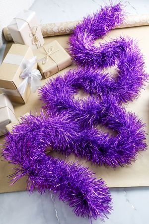Мишура ПРАЗДНИЧНАЯ, 12.5 см х 2 м, сиреневая, Морозко (Morozco)