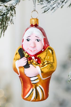 Ёлочная игрушка БАБА ЯГА, 85 мм, стекло, Елочка