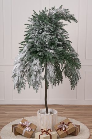 Искусственная елка в кашпо Фиджи с инеем 2.3 м, ЛИТАЯ 100%, Макс Кристмас (Max Christmas)