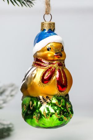 Стеклянная ёлочная игрушка НОВОГОДНИЙ ВОРОБЕЙ, подарочная упаковка, 11 см, Коломеев