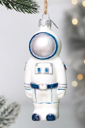 Стеклянная ёлочная игрушка НОВОГОДНИЙ КОСМОНАВТ, подарочная упаковка, 11 см, Коломеев