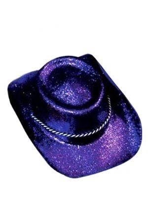 Карнавальная шляпа КОВБОЙ, фиолетовоя, с блёстками и верёвкой, SNOWMEN