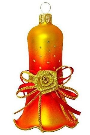 Новогоднее украшение колокольчик ДЕКОРАТИВНЫЙ, красно-золотой, 85 мм, Елочка