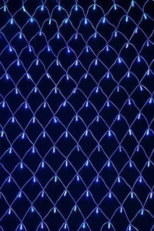 Электрогирлянда СЕТКА 300 синих LED огней 2х1,5 м, коннектор, прозрачный провод, уличная, SNOWHOUSE