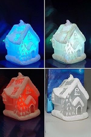 ДОМИК с ЕЛОЧКОЙ с LED - светодиодной подсветкой (RGB), 7х6,2х7 см, на батарейке, SNOWHOUSE