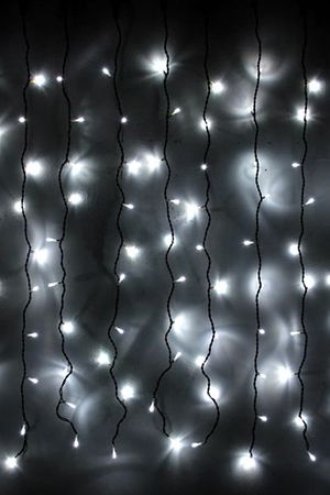 Светодиодный занавес Quality Light 2*1 м, 200 холодных белых LED ламп, черный ПВХ, соединяемый, IP44, BEAUTY LED