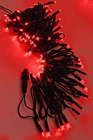 Электрогирлянда ТВИНКЛ ЛАЙТ BLINKING RUBI (мерцающая) 100 красных LED ламп, 10 м, коннектор, черный провод-каучук, уличная, LEGOLED